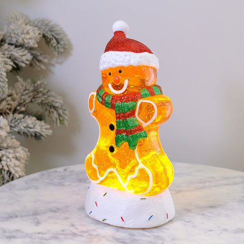 Gingerbread Musical Christmas Lantern with LED Lights Swirling Confetti
